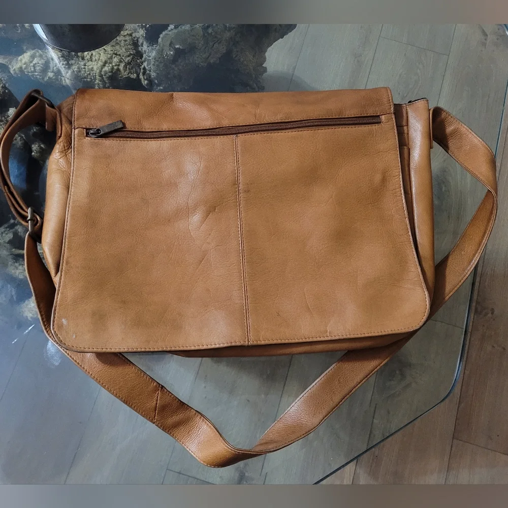 Reign Over me Camel Leather Laptop Large Bag Travel